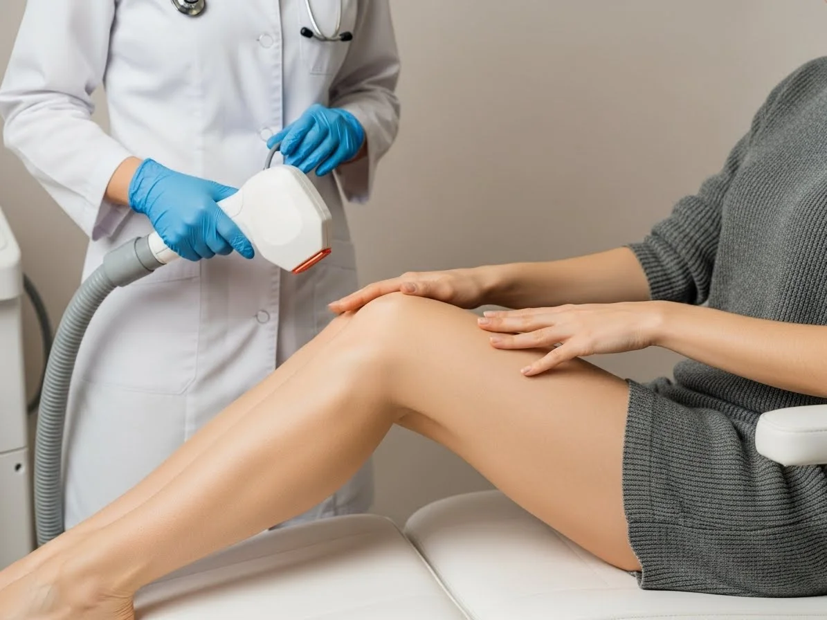 Professional laser hair removal treatment for smooth legs at a medical spa in Las Vegas